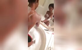 Black teen in the bathtube